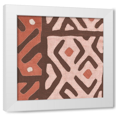 Kuba Cloth I Square I Blush White Modern Wood Framed Art Print by Wild Apple Portfolio