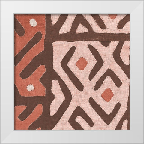 Kuba Cloth I Square I Blush White Modern Wood Framed Art Print by Wild Apple Portfolio