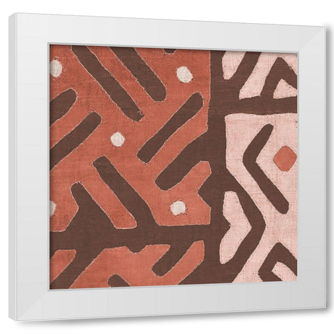Kuba Cloth I Square II Blush White Modern Wood Framed Art Print by Wild Apple Portfolio