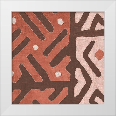 Kuba Cloth I Square II Blush White Modern Wood Framed Art Print by Wild Apple Portfolio