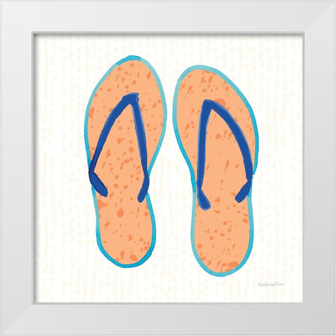 Laguna Flipflops I White Modern Wood Framed Art Print by Charro, Mercedes Lopez