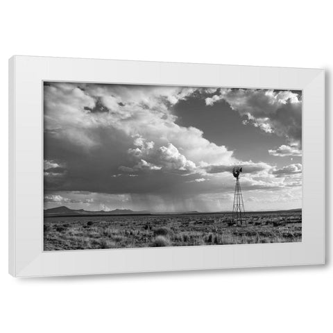 New Mexico Monsoon Rains White Modern Wood Framed Art Print by Larson, Nathan