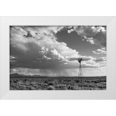 New Mexico Monsoon Rains White Modern Wood Framed Art Print by Larson, Nathan