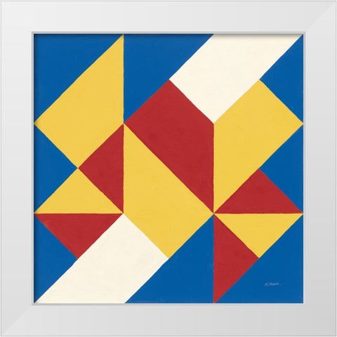 Triangles I Bright Primary White Modern Wood Framed Art Print by Schick, Mike