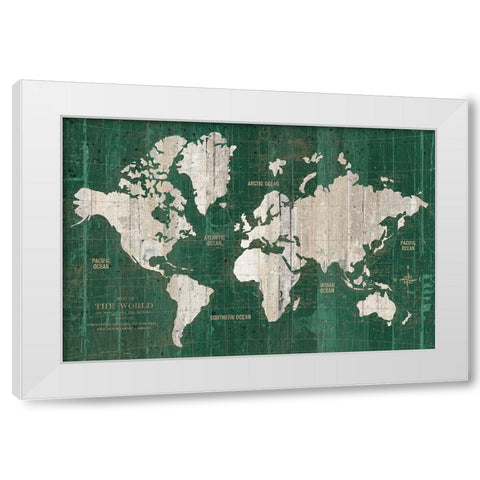 Old World Map Green White Modern Wood Framed Art Print by Wild Apple Portfolio