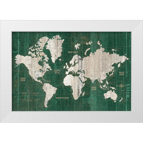 Old World Map Green White Modern Wood Framed Art Print by Wild Apple Portfolio