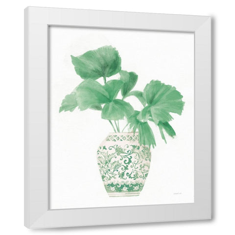 Palm Chinoiserie IV Pink Green White Modern Wood Framed Art Print by Nai, Danhui