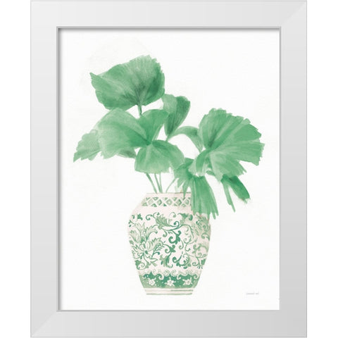 Palm Chinoiserie IV Pink Green White Modern Wood Framed Art Print by Nai, Danhui