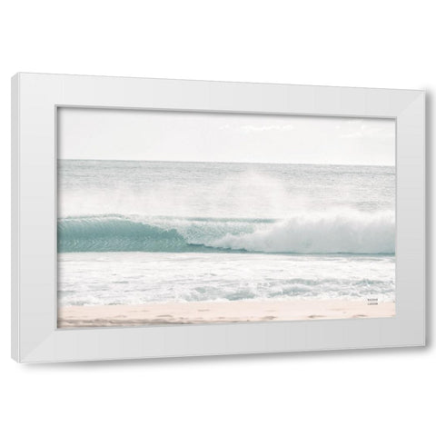 Curling Blue White Modern Wood Framed Art Print by Larson, Nathan