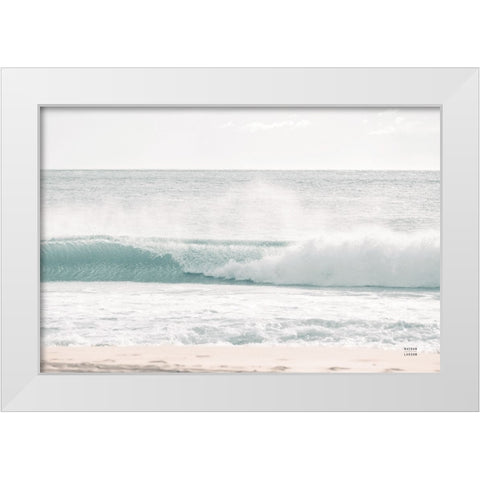 Curling Blue White Modern Wood Framed Art Print by Larson, Nathan
