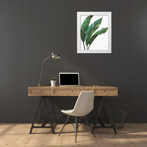 Emerald Banana Leaves I White Modern Wood Framed Art Print by Penner, Janelle