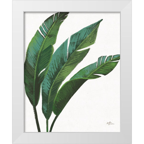 Emerald Banana Leaves I White Modern Wood Framed Art Print by Penner, Janelle