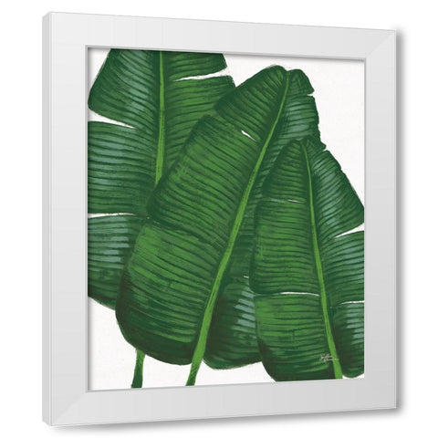 Emerald Banana Leaves II White Modern Wood Framed Art Print by Penner, Janelle