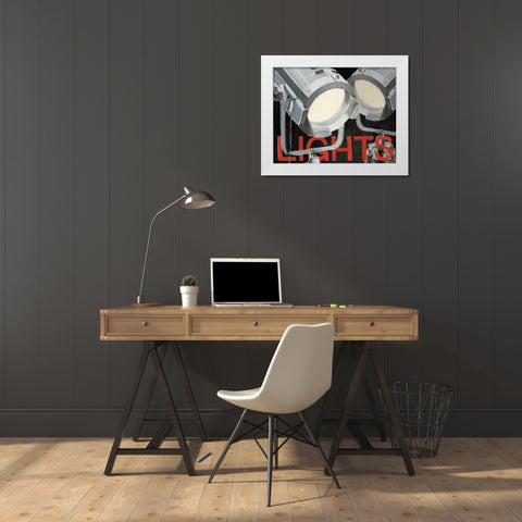 Lights Camera Action I White Modern Wood Framed Art Print by Fabiano, Marco