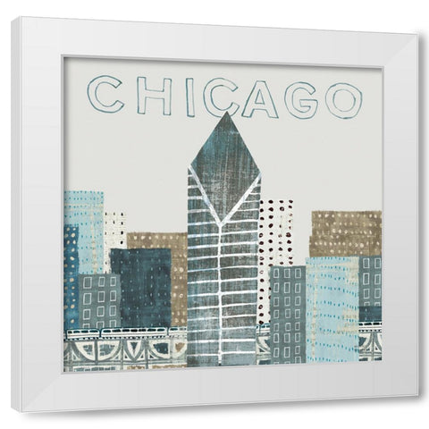 Chicago Landmarks II White Modern Wood Framed Art Print by Mullan, Michael
