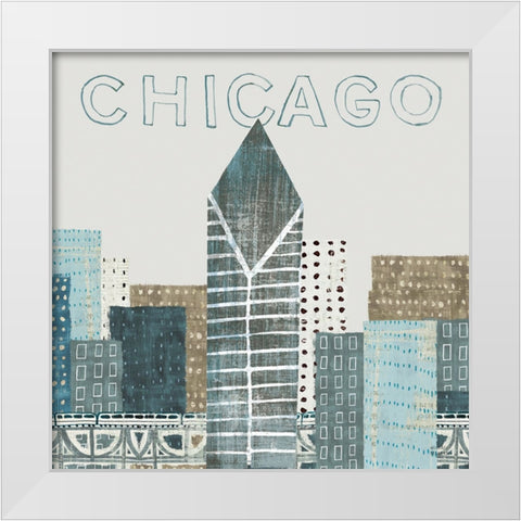 Chicago Landmarks II White Modern Wood Framed Art Print by Mullan, Michael