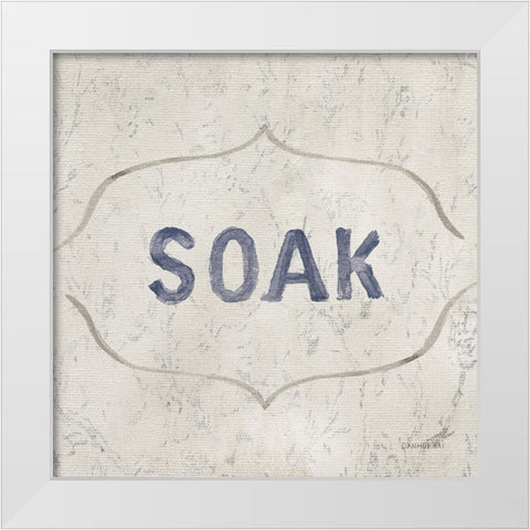 Victorian Bath Words III Sq White Modern Wood Framed Art Print by Nai, Danhui