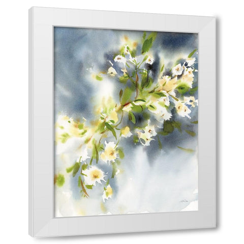 Winter Florals White Modern Wood Framed Art Print by Pete, Katrina