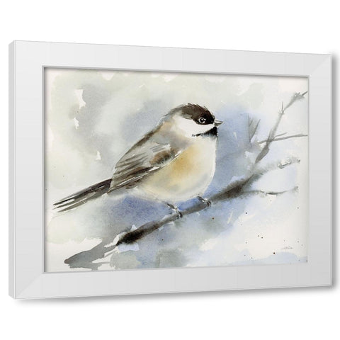 Winter Chickadee White Modern Wood Framed Art Print by Pete, Katrina