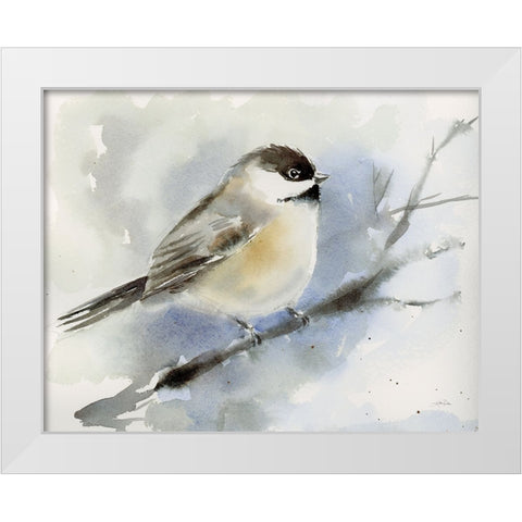 Winter Chickadee White Modern Wood Framed Art Print by Pete, Katrina