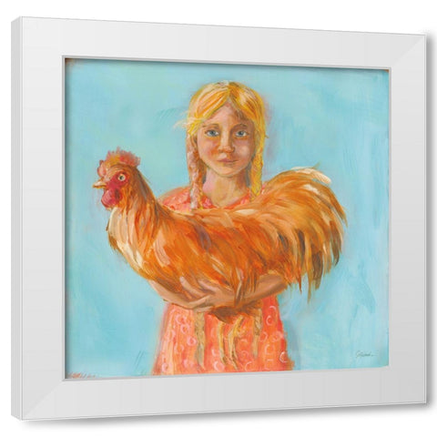 Prize Rooster White Modern Wood Framed Art Print by Schlabach, Sue