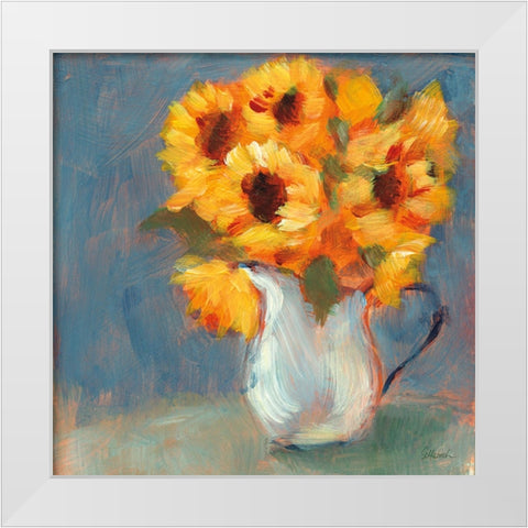Kitchen Sunflowers White Modern Wood Framed Art Print by Schlabach, Sue