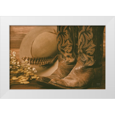 Cowboy Boots V White Modern Wood Framed Art Print by Larson, Nathan