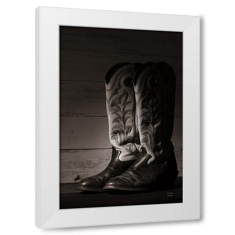 Cowboy Boots VIII BW White Modern Wood Framed Art Print by Larson, Nathan