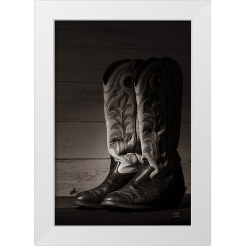 Cowboy Boots VIII BW White Modern Wood Framed Art Print by Larson, Nathan