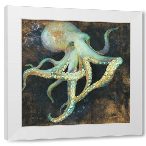 Ocean Octopus on Black White Modern Wood Framed Art Print by Nai, Danhui