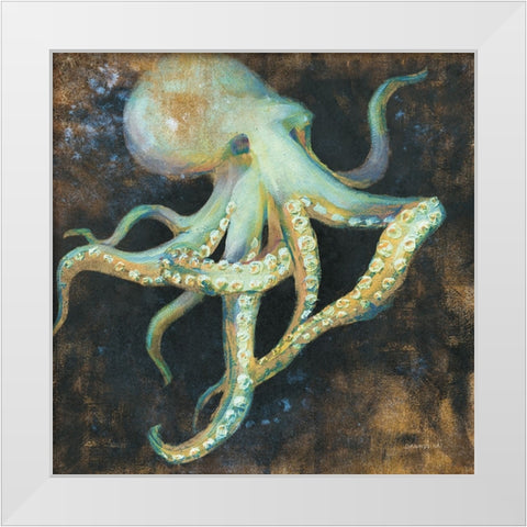 Ocean Octopus on Black White Modern Wood Framed Art Print by Nai, Danhui