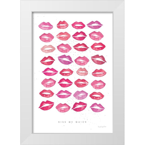 Kiss Me Quick Pink White Modern Wood Framed Art Print by Charro, Mercedes Lopez