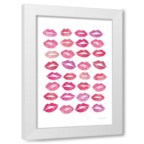 Kiss Me Quick No Words Pink White Modern Wood Framed Art Print by Charro, Mercedes Lopez