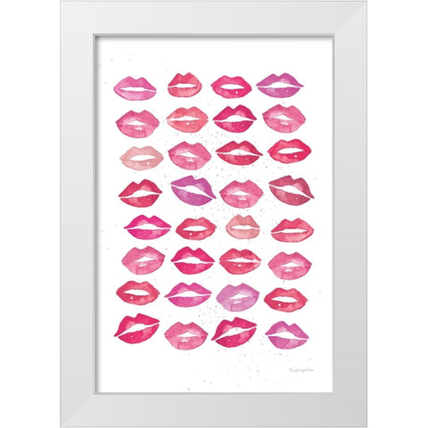 Kiss Me Quick No Words Pink White Modern Wood Framed Art Print by Charro, Mercedes Lopez