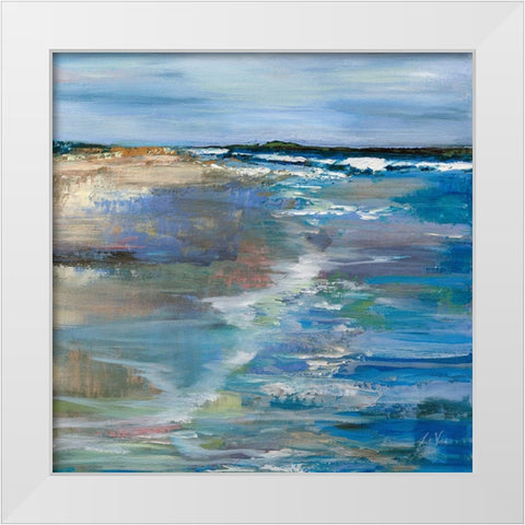 Beach Walk White Modern Wood Framed Art Print by Vertentes, Jeanette