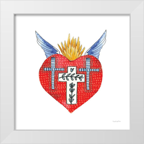 Sacred Heart II White Modern Wood Framed Art Print by Charro, Mercedes Lopez
