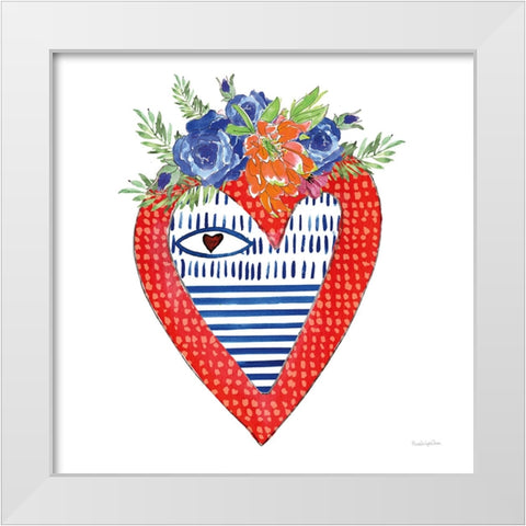 Sacred Heart III White Modern Wood Framed Art Print by Charro, Mercedes Lopez
