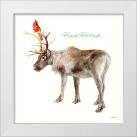 Reindeer Friends v2 White Modern Wood Framed Art Print by Nai, Danhui