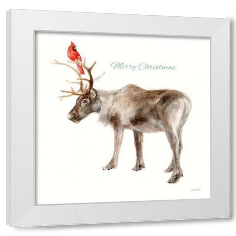 Reindeer Friends v3 White Modern Wood Framed Art Print by Nai, Danhui