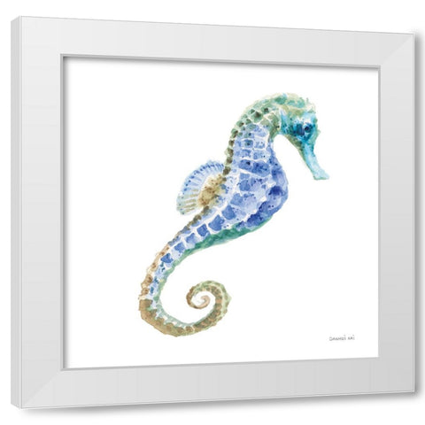 Undersea Seahorse White Modern Wood Framed Art Print by Nai, Danhui