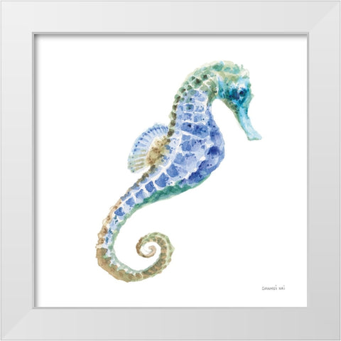 Undersea Seahorse White Modern Wood Framed Art Print by Nai, Danhui