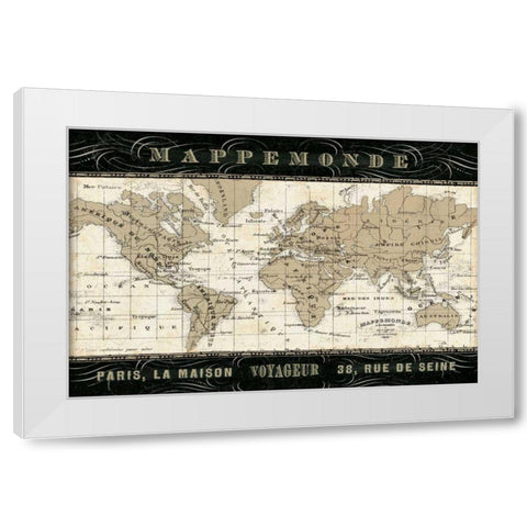 Mappemonde White Modern Wood Framed Art Print by Pela Studio