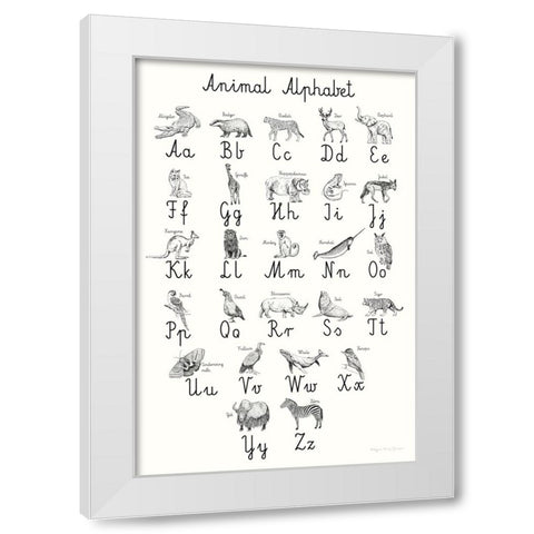 Animal Alphabet White Modern Wood Framed Art Print by Kucwaj-Tybur, Kasia