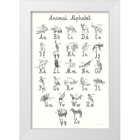 Animal Alphabet White Modern Wood Framed Art Print by Kucwaj-Tybur, Kasia