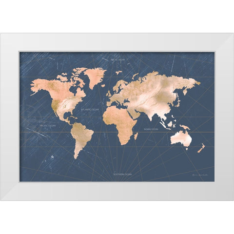 Mindfully Marbled Map White Modern Wood Framed Art Print by Escalante, Omar