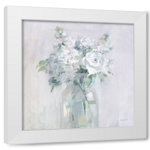 Shades of White Bouquet White Modern Wood Framed Art Print by Nai, Danhui