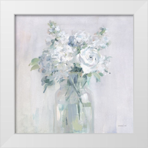 Shades of White Bouquet White Modern Wood Framed Art Print by Nai, Danhui
