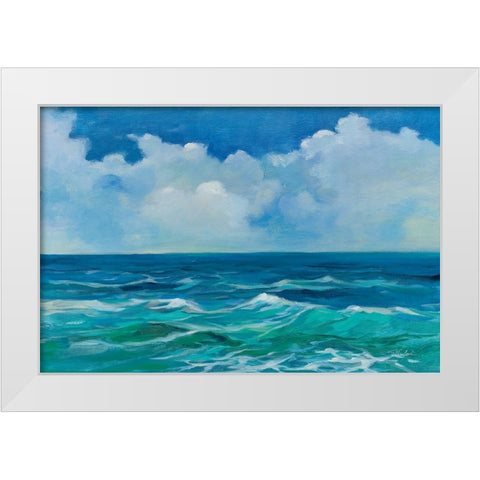 Emerald Wave White Modern Wood Framed Art Print by Vassileva, Silvia