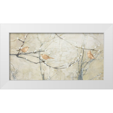 Budding Pussy Willow with Birds White Modern Wood Framed Art Print by Purinton, Julia