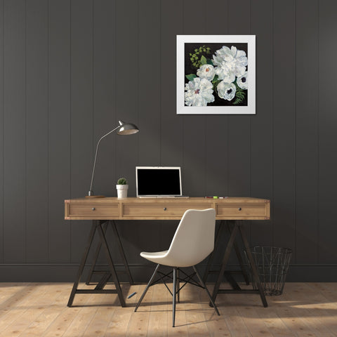 Midnight Bouquet II White Modern Wood Framed Art Print by Purinton, Julia